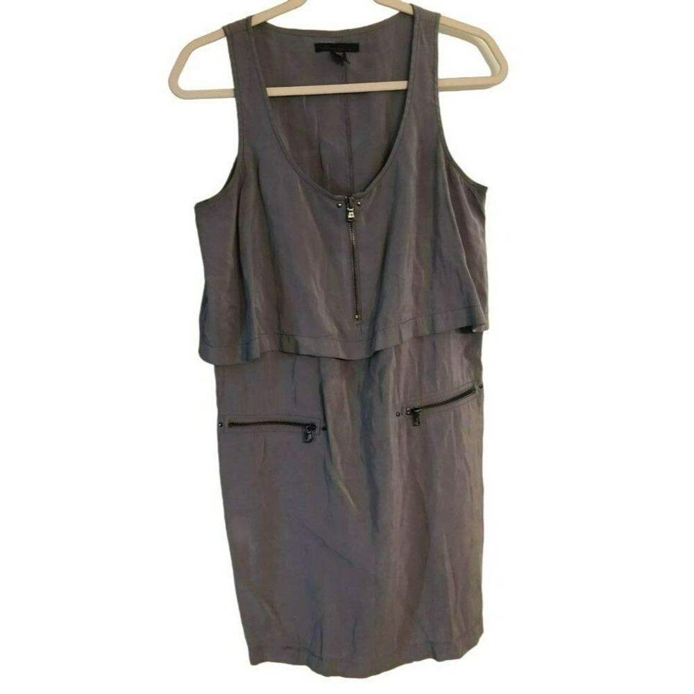 Kenneth Cole New York‎ Dress Gray Zipper Front Layered Utility Mini Small Womens